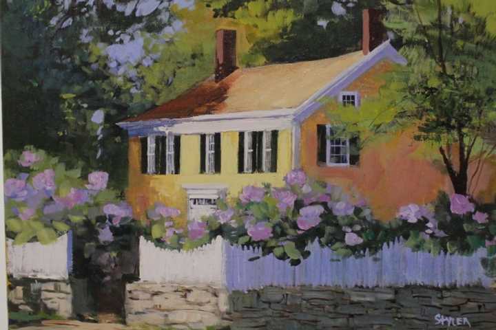 Anda Styler&#x27;s &quot;The Yellow House&quot; is one of the many pieces that will be on display at the Burr Homestead in Fairfield next weekend. Styler will also be there to lead a demonstration during the event.