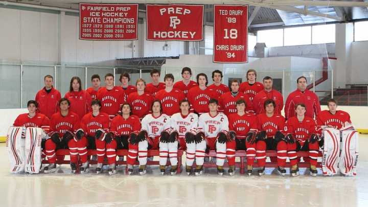 The Fairfield Prep hockey team won the state championship by defeated Notre Dame of West Haven, 3-2. 