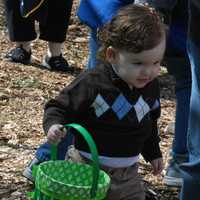 <p>A young egg hunter goes to work at Hilltop Farms.</p>