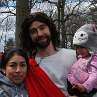 <p>Father Vincent Druding (Jesus) and members of the Assumption Catholic Church congregation carried out a live reenactment of the crucifixion of Jesus on Good Friday,</p>