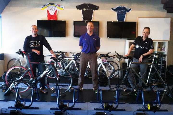 EHS Tri coaches (left to right)  Jon Stellwagen, Steve Kurczewski, and Clare Zecher get ready for their grand opening in May.