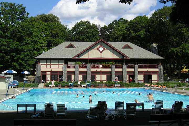 Briarcliff campers swim at the village pool.