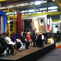 <p>Kawasaki executives, elected officials and transportation leaders celebrated the 25th anniversary of the plant&#x27;s coming to Yonkers Thursday inside the downtown warehouse. </p>