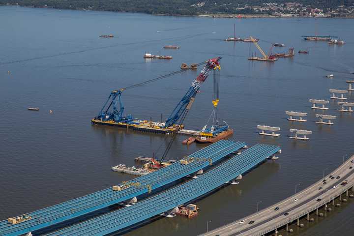 Roadway installation is under way on the northbound side of the new Tappan Zee Bridge.