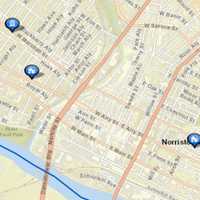 <p>Locations of the recent Norristown burglaries.&nbsp;</p>