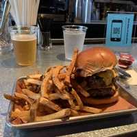 <p>A burger and homemade fries.</p>