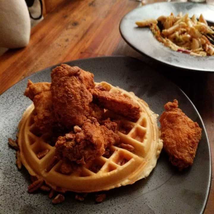 Yum, chicken and waffles, Southern style.