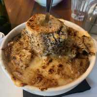 <p>Bone marrow French onion soup.</p>