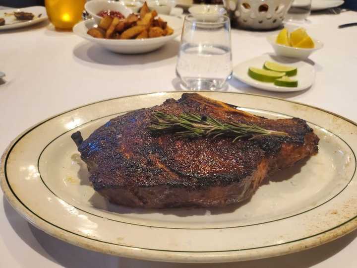 The ribeye steak.