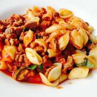 <p>Cavatelli with meat sauce.</p>