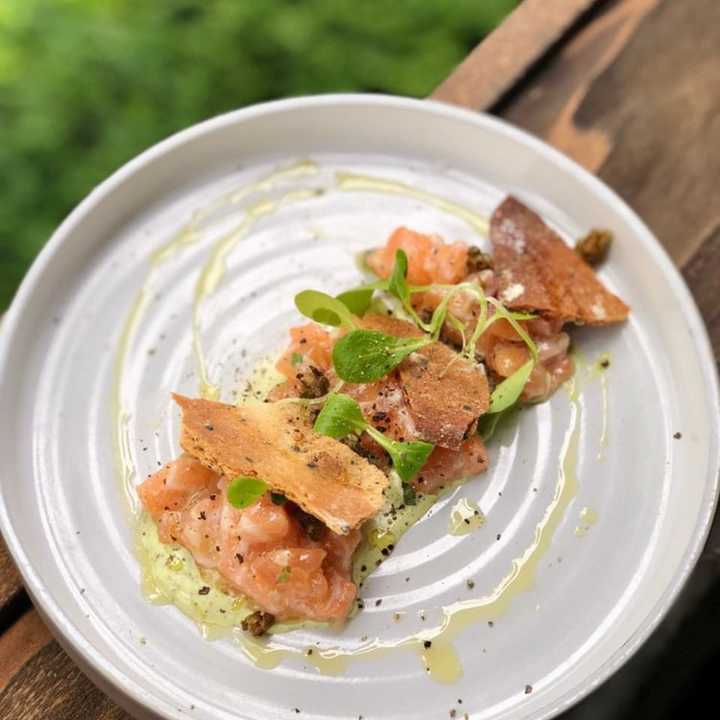 Salmon tartare with dill and crème fraîche from 2 Spring Street in Oyster Bay