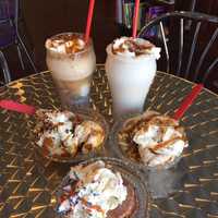 <p>Cider Apple Float, Caramel Apple Milkshake, Pumpkin Pie Sundae, Cider Donut Sundae, Caramel Apple Pie Sundae at The Hudson Creamery in Peekskill.</p>