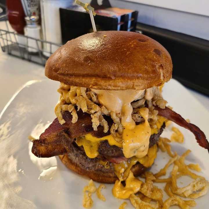 A giant burger.