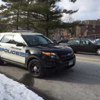 <p>Stamford police respond in force after a bomb threat Tuesday at Stamford High School.</p>