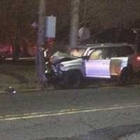 <p>The vehicle took down utility pole and a street sign.</p>