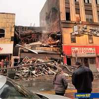 <p>Aftermath: Main Street was temporarily closed between Smith and Market streets.</p>