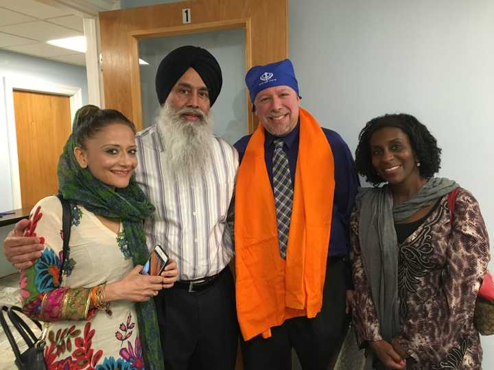 Glen Rock Mayor Bruce Packer visits the Gurudwara Sikh Temple.