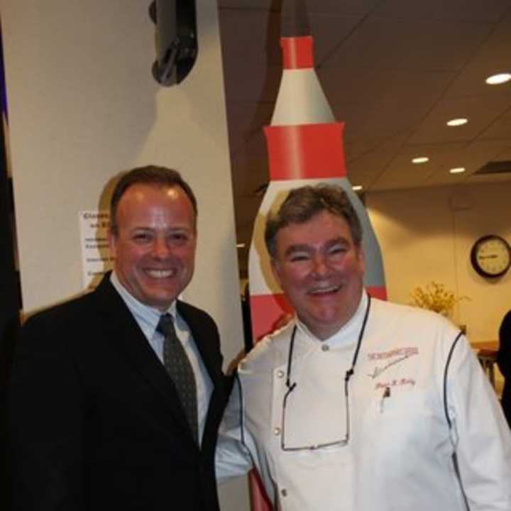 Colonel Ron Garan, left, with Chef Peter X. Kelly.