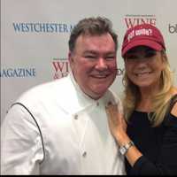 <p>Chef Peter X. Kelly with Kathie Lee Gifford at the Westchester Food + Wine Festival.</p>