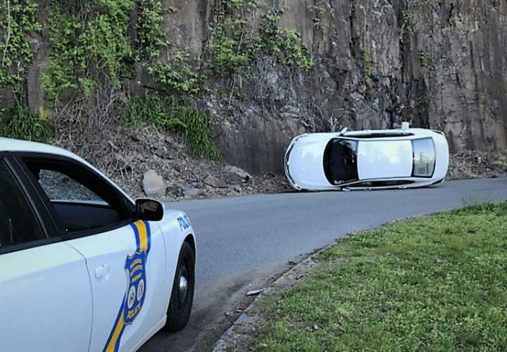 The driver apparently had trouble taking the turn at Carpenters Circle.