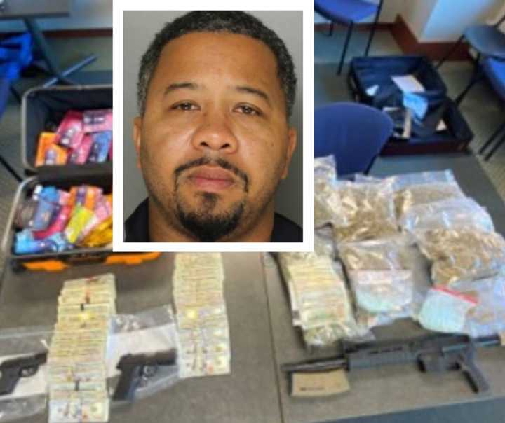 Chauncey Martin-Perry and the drugs, guns and cash seized.