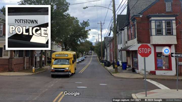 North Evans Street seen from Beech Street; Pottstown Police