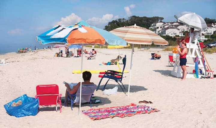 The beach area at Iron Pier Beach where the car was found submerged.