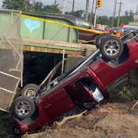 <p>The driver got out OK after the crash at the Passaic Street bridge over the Passaic River at the Garfield border on River and Passaic streets.</p>