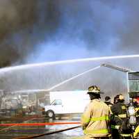 <p>No injuries were reported in the three-alarm blaze in Ridgefield on Sunday, March 3.</p>