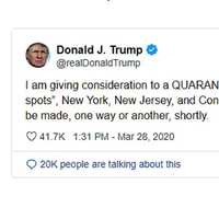 President Considers Mandatory Quarantine For NY, NJ And CT