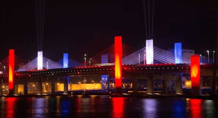 The QBridge in NewHaven will be lit red, white &amp; blue this weekend to commemorate the anniversary of September11.