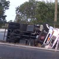 <p>The driver got out OK following the crash on the Route 3/Allwood Road ramp.</p>