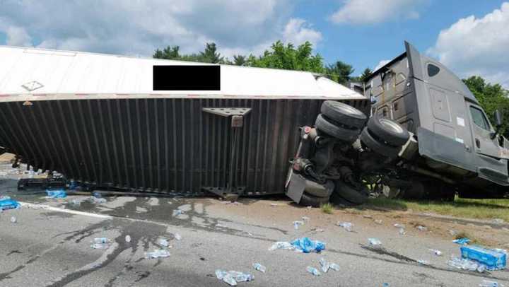 Tractor-trailer rollover along Route 30 in York.