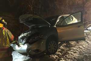 Two Taken To Hospital After Car Hits Guardrail In Brookfield