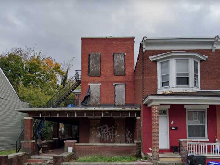 The row-home on Vernon Street where a fire started in Harrisburg on Friday.