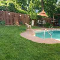 <p>The pool on Westervelt Place in Teaneck where the 7-year-old girl from Newark was found drowned.</p>