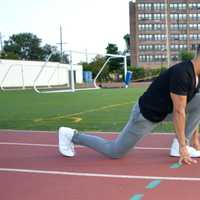 <p>Saenz prepares to sprint the length of the track.</p>