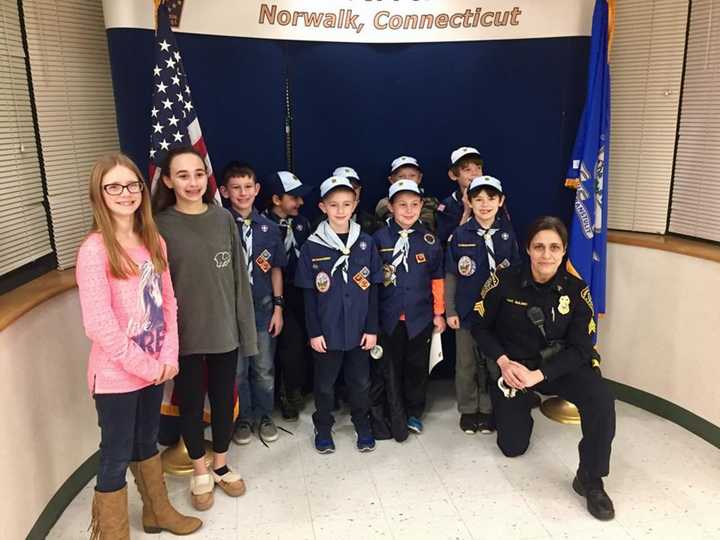 Cub Scout Pack 97 visited the Norwalk Police Department.