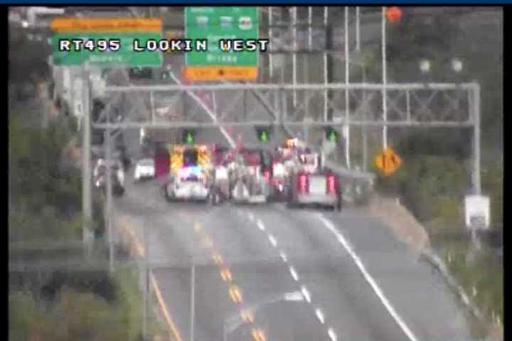 Overturned Truck Snarls Traffic On Route 495