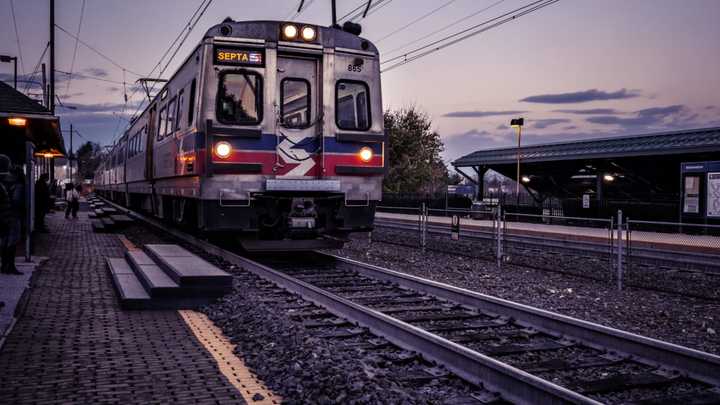 A SEPTA train at a station.&nbsp;