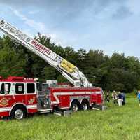 <p>Scene from the July 20 skydiver rescue in Perkasie.</p>