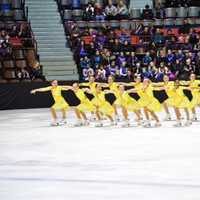 <p>The Skyliners Pre-Juvenile line takes the ice.</p>