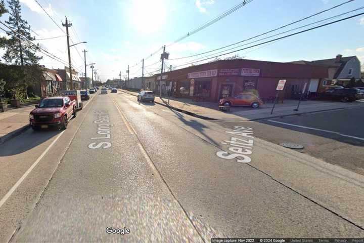 The intersection of South Long Beach Road and Seitz Avenue, where police say a 50-year-old motorcyclist was hit by a Toyota.&nbsp;