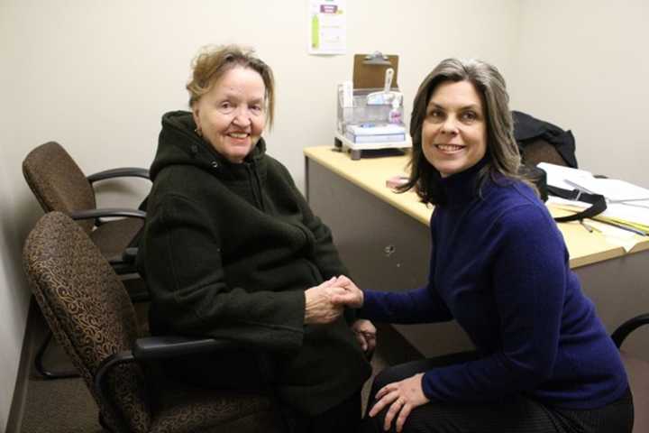 Alice Maniotis with speech language pathologist, Irene Pieza.