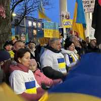 <p>Supporters at the Stamford vigil.</p>