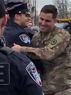 Hero's Welcome Surprises Rookie Little Ferry Police Officer Deployed Overseas