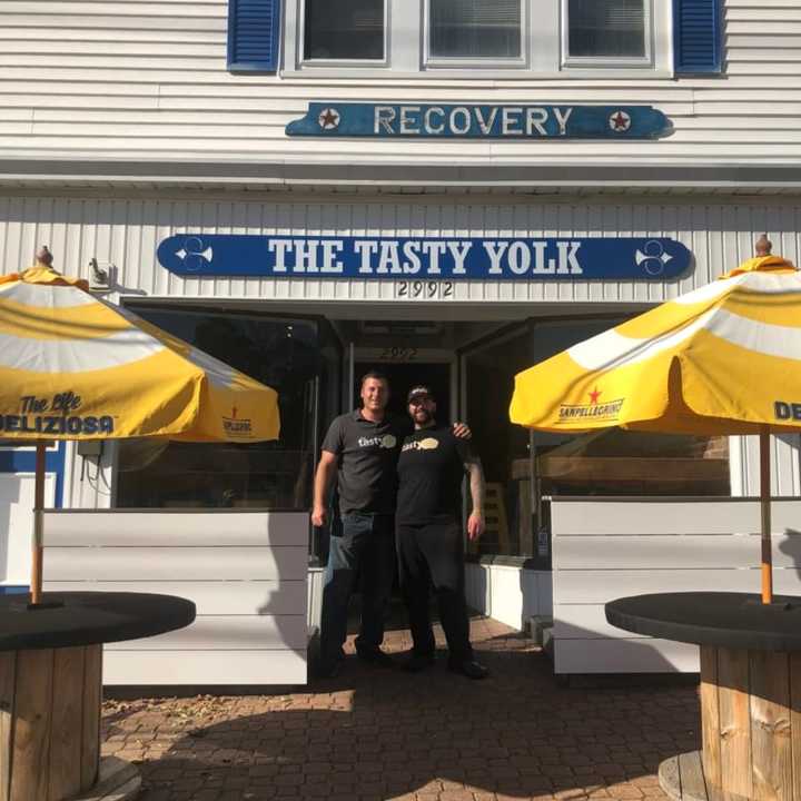 Mike Bertanza (left) and Eric Felitto (right) in front of their restaurant in Black Rock.