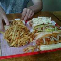 <p>Super Duper Weenie in Fairfield piles the fries high along with homemade condiments on its famous franks.</p>