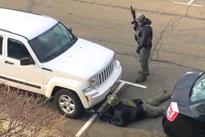 Members of the Bergen County Regional SWAT team at the Saddle Brook Apartments on Feb. 19, 2022.