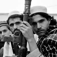 <p>Pakistani Taliban fighters near the border of Afghanistan. July 2008.</p>